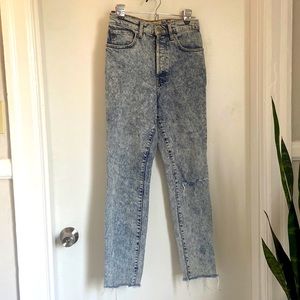 Freepeople acid-wash high rise skinny jeans